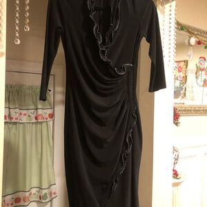 Frank Lyman Design Black Dress with Ruffle Trim
